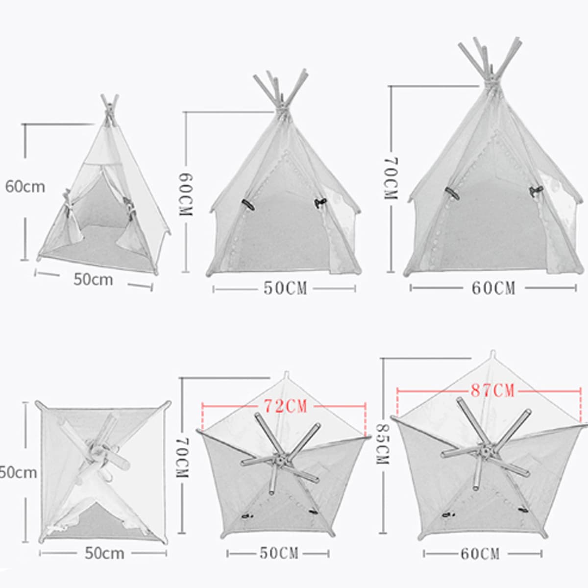 Linen Pet Teepee Tent - alternate view
